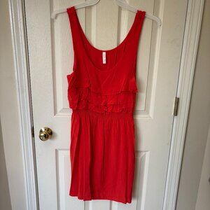 Orange Sleeveless Ruffle Dress